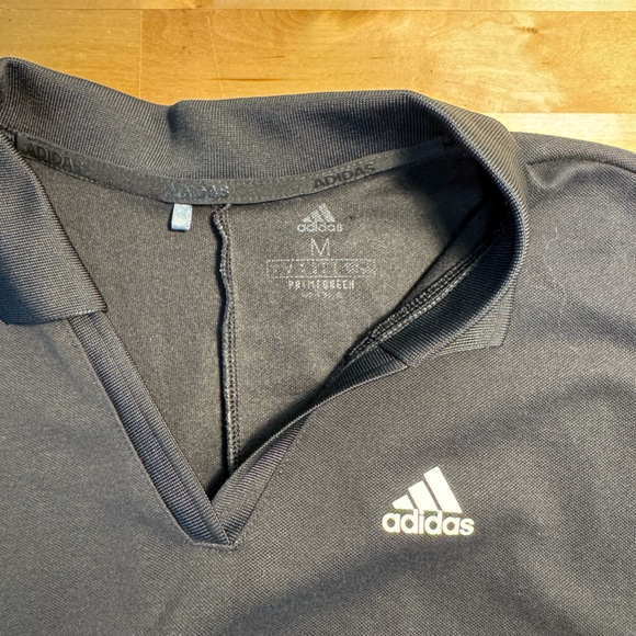 adidas 3-Stripes Primegreen S/S Dress Black White Size M Pockets Golf Tennis - Picture 3 of 12